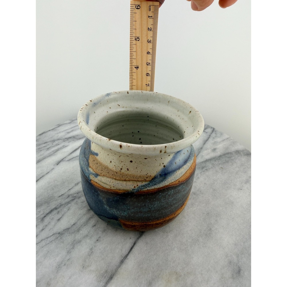 Vintage Klickitat Pottery Studio Art Vase Hand Thrown Stoneware Jar Blue Brown - Picture 4 of 14